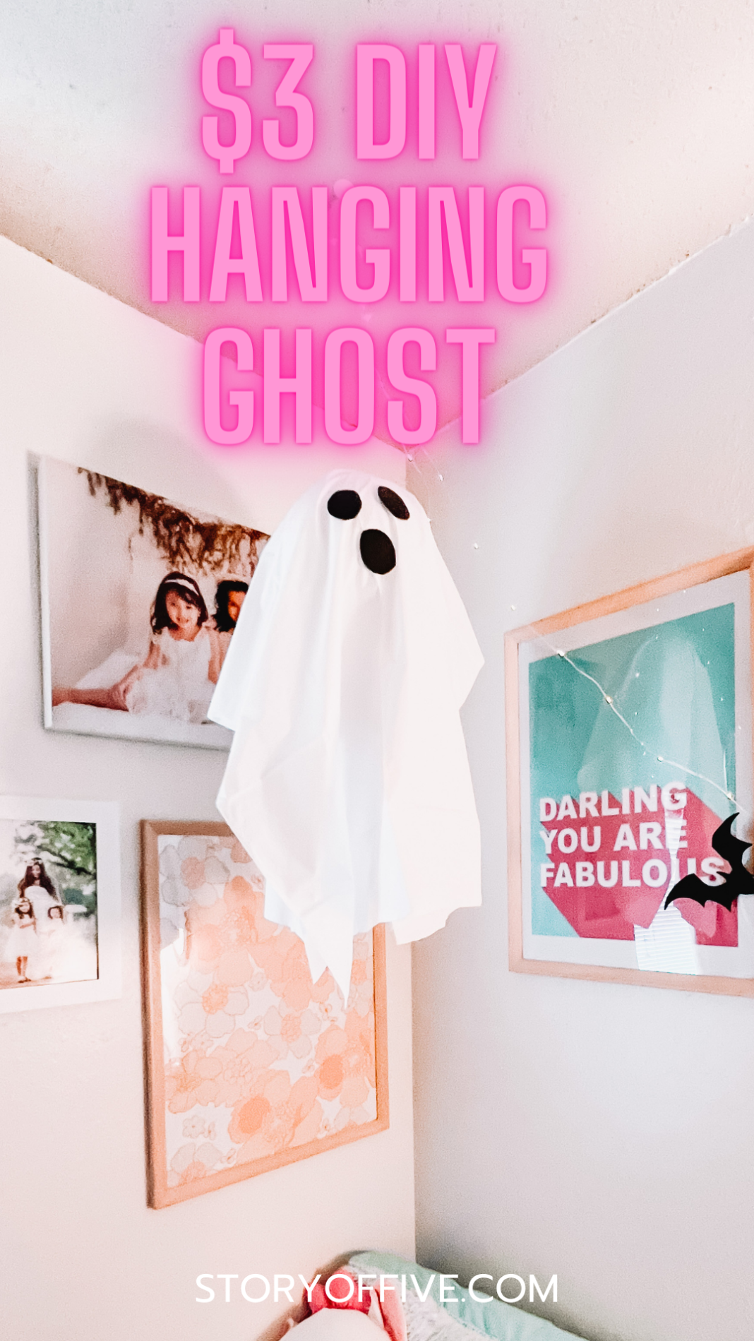 DIY Halloween Hanging Ghost Latina mom blogger, DIY Halloween decor crafts