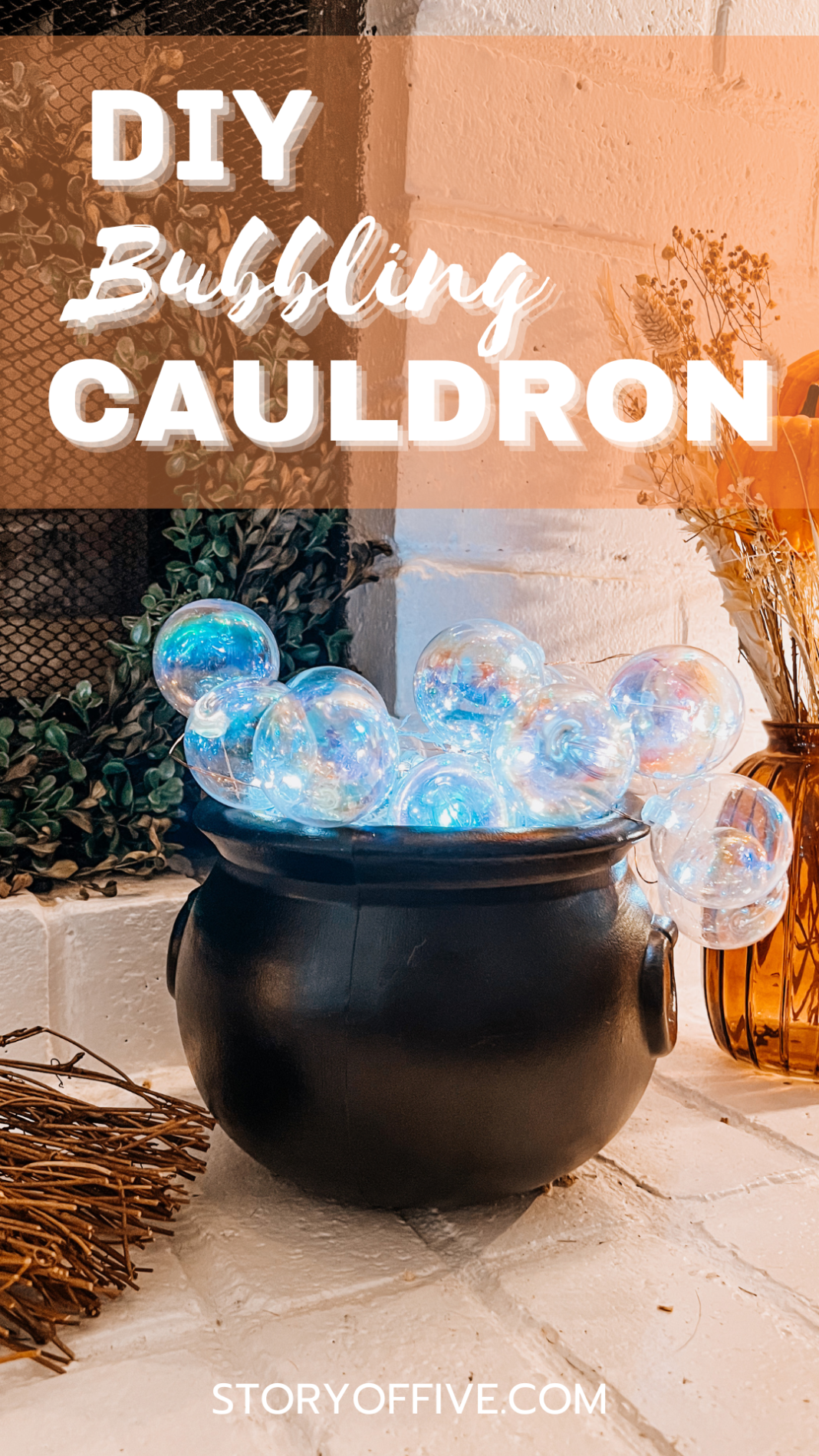 diy lighted bubbling cauldron halloween diy decor latina mom blogger